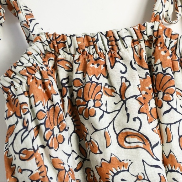 NWT Le Ragazze made in Italy 100% linen top M tiered floral print cottagecore - Picture 10 of 14